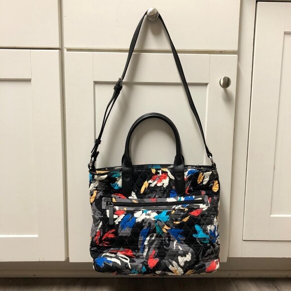 Vera Bradley Splash Floral Villager Medium Tote Bag Quilted Shoulder Purse - Picture 3 of 6